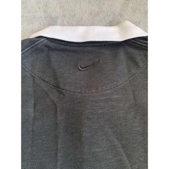 Nike Dri Fit Polo Golf Shirt Black/Grey Stitched White Collared Size Medium - Picture 4 of 8